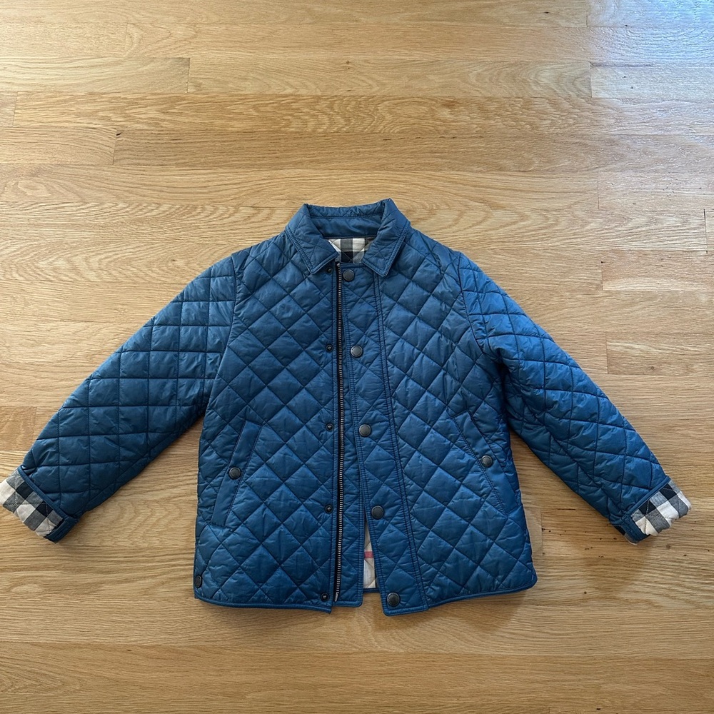 Kids Quilted Blue Jacket by Burberry